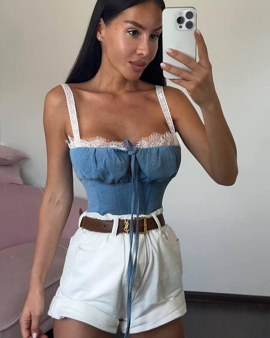 Жіночий стильний романтичний корсет з акцентом на талію стрейч+гіпюр Синій 2, 42 Одеса - фото 3