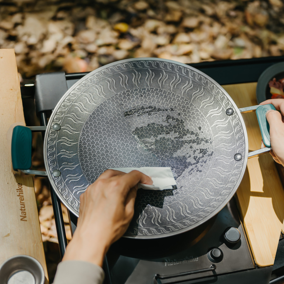 Сковорода з нержавіючої сталі з силіконовими ручками Naturehike CNK2550CF011, 34 х 34 см Київ - фото 7