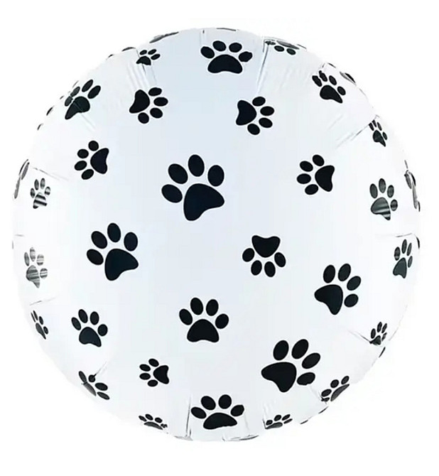 Фольгированный шар Круг Лапки на белом 18