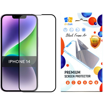 Скло захисне Drobak Apple iPhone 14 Black Frame A+ (505061) Вінниця - фото 1