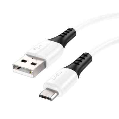 Дата кабель USB 2.0 AM to Micro 5P 1.0m 2.4A silicone X82 white HOCO (6931474768568) Вінниця