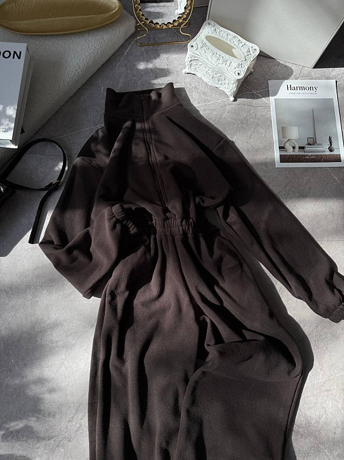 Женский теплый комбинезон из двухстороннего флиса. Шоколад, 46/48 Одесса - изображение 3