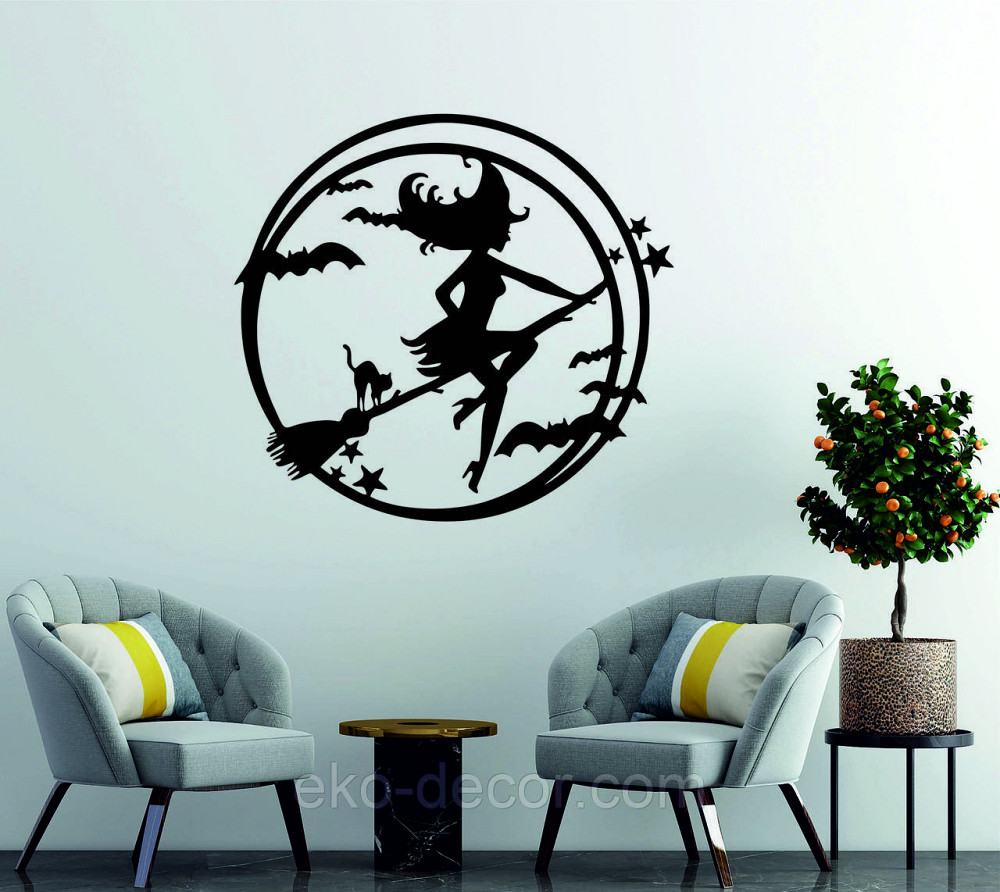 Декоративне настінне 3D Панно «Відьма», Декор на стіну з об'ємом 90*83 см, Чорний Київ - фото 1