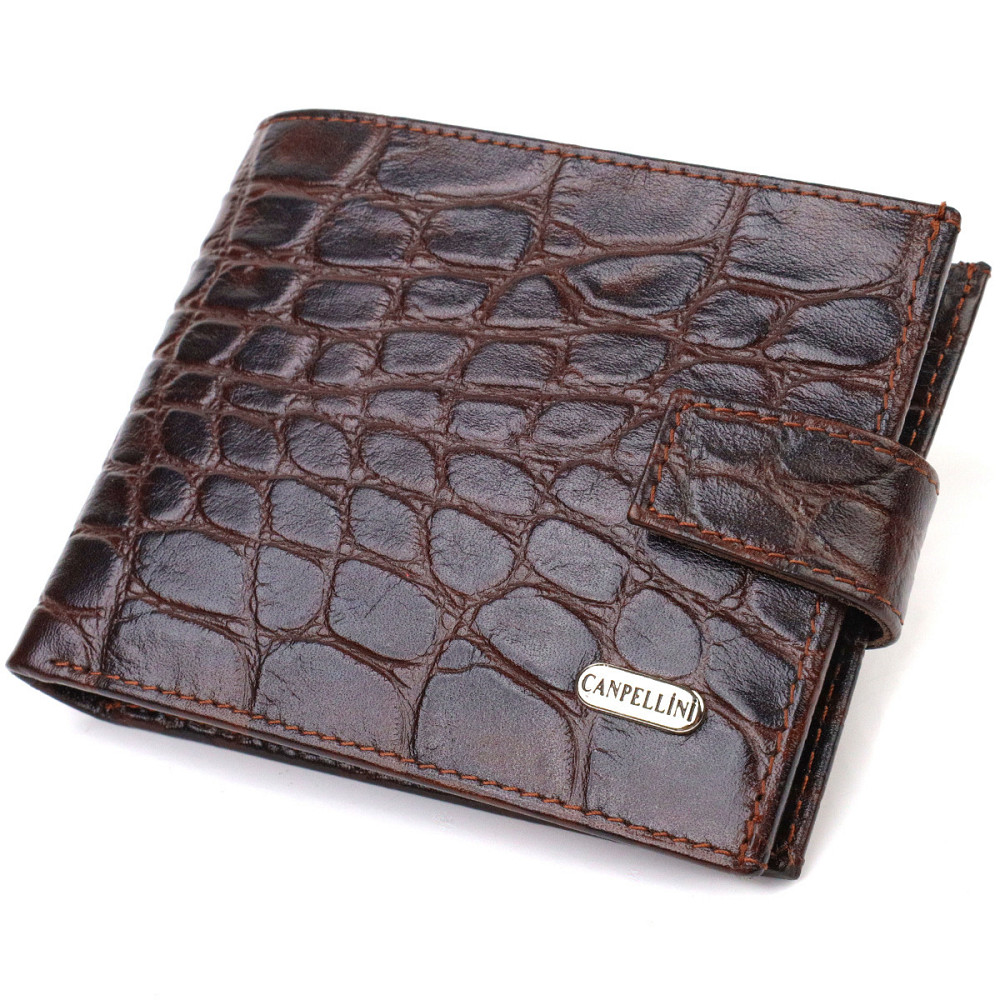 Практичный горизонтальный кошелек для мужчин из натуральной кожи с тиснением под крокодила CANPELLINI 21888 Киев - изображение 1