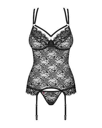 Комплект корсет з трусиками Obsessive 860-COR-1 чорний, S/M Sex Aura Київ