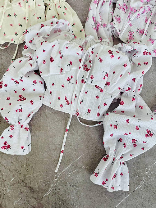 Жіночий літній романтичний топ муслін 100% бавовна Молочний 4 Одеса - фото 1