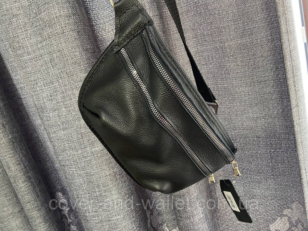 Черная женская бананка из фактурной кожи украинского производства PS Leather Киев - изображение 5