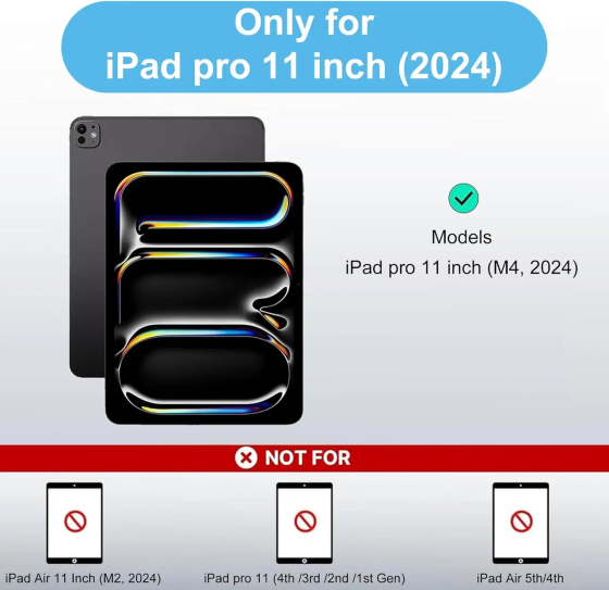 Чехол JADEMALL для iPad Pro 11 дюймов с клавиатурой (M4) 2024 - Беспроводной съемный чехол-клавиатура QWERTZ Киев