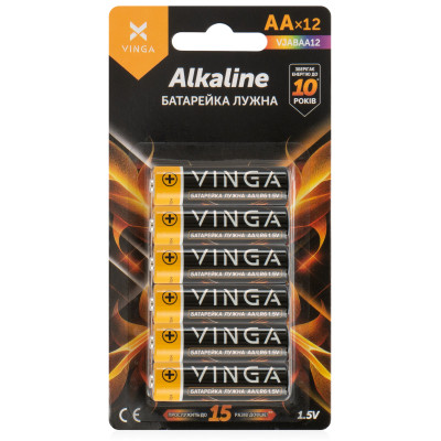 Батарейка AA LR6 Alkaline 12pcs Blister Vinga (VJABAA12) Винница - изображение 1