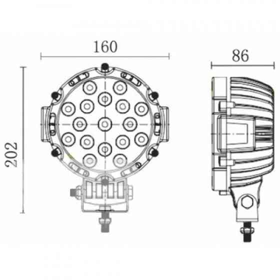 Фара додаткового світла 51W BLACK/Spot спрямований промінь світла кут свічення 30° вольтаж 12-24V Харків
