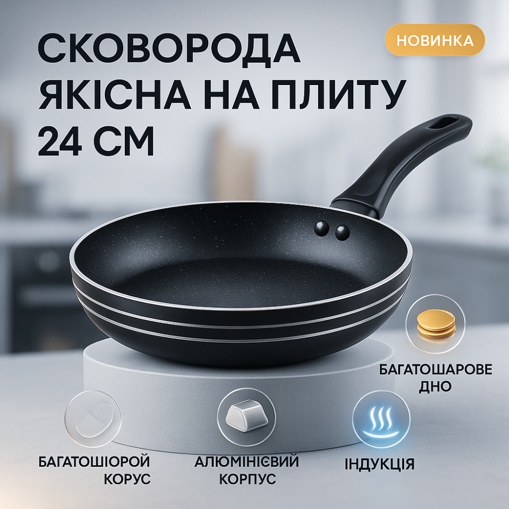 Сковорода без растительного масла UNIQUE, Сковорода алюминевая с антипригарным покрытием ND-29 Львов - изображение 14