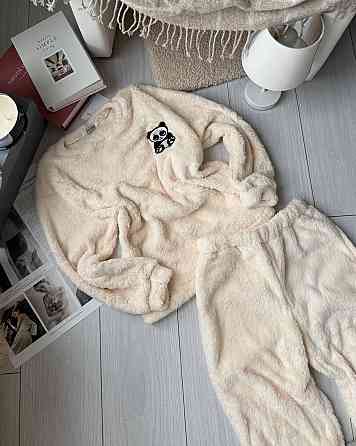 Женская теплая повседневная пижама двухсторонняя махра Одесса