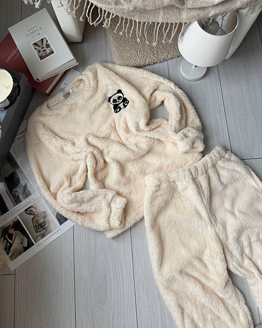 Жіноча тепла повсякденна піжама двостороння махра Одеса - фото 3