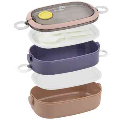 Ланч-бокс Kite подвійний з наповненням 1600 мл, бежевий (K25-1181-1) Винница