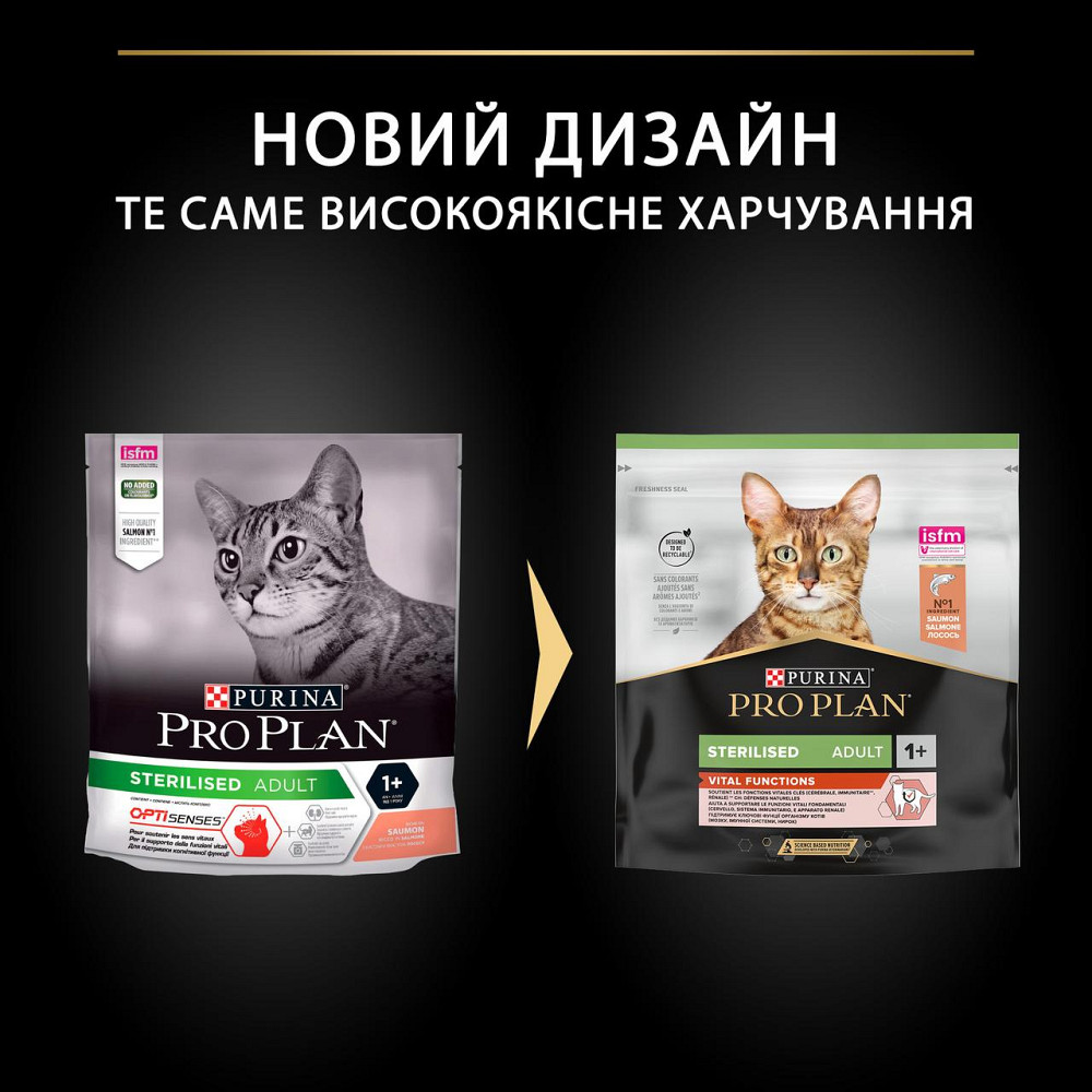Сухой корм PRO PLAN Sterilised Adult 1+ Vital Functions для взрослых стерилизованных кошек, с лососем, 400 г Киев - изображение 8