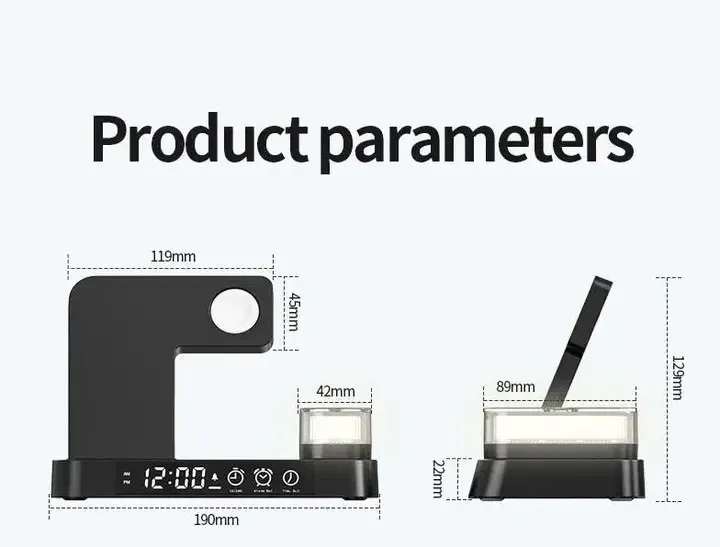 Настольная беспроводная 4В1 зарядка с электронными часами для 3 гаджетов І Беспроводная Док станция Одесса - изображение 6