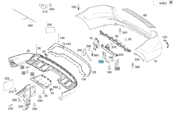 Mercedes-Benz  A1668804500 Боковий тримач заднього бампера (ліворуч) ML/GLE W166 GLE Coupe C292 GL/GLS X166 Одесса