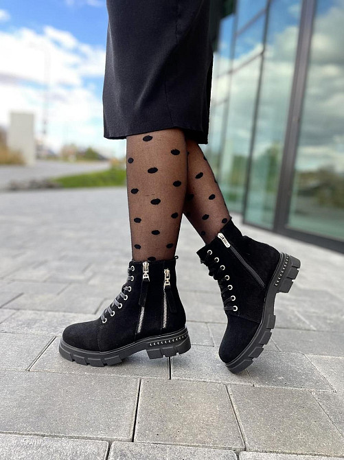 MILLI GOLD Черевики жіночі MILLI GOLD чорні замша натуральна зима висота 13см розмір 37 (2748) Коломия - фото 1