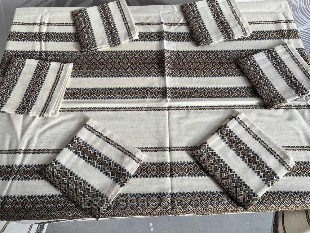 Кофейная   вышитая скатерть с салфетками Киев - изображение 8