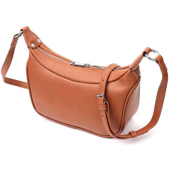 Сумка напівкруглого формату з однією ручкою з натуральної шкіри Vintage 22413 Коричнева Київ