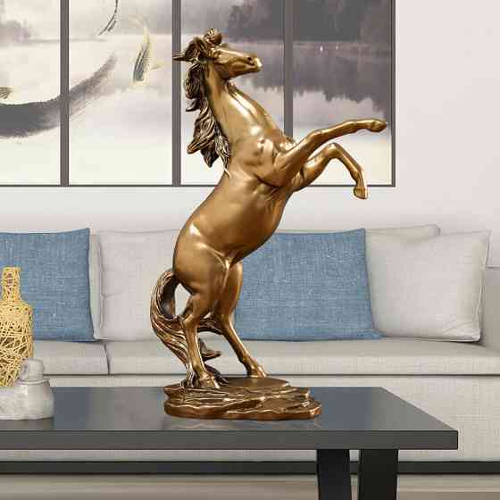 Золотая статуэтка лошади RESTEQ 29,5 см — фигурка коня на дыбах, изысканный декор для интерьера и подарка Киев