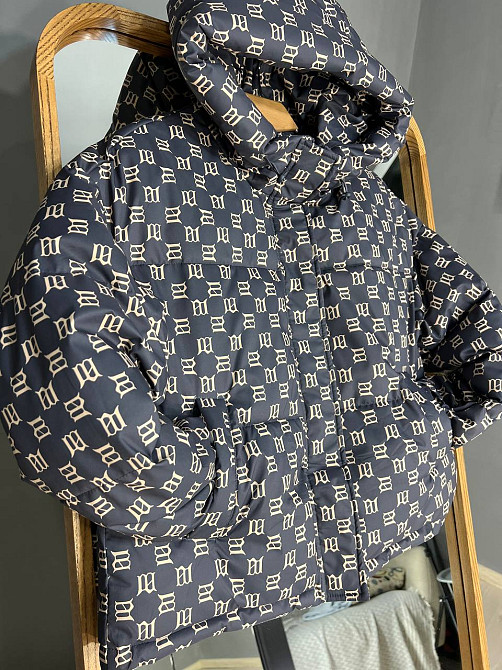 Куртка жіноча оверсайз демісезонна HAIZIYUAN 192 з капюшоном візерунок літери m графіт, графіт, L Київ - фото 13