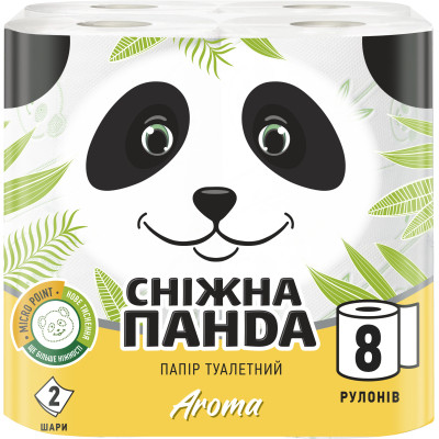 Туалетная бумага Сніжна Панда Aroma 2 слоя 8 рулонов (4823019008333) Винница - изображение 1