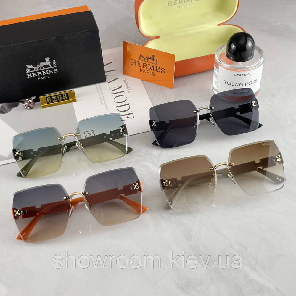 Жіночі безоправні сонцезахисні окуляри H-6868 black Київ - фото 2