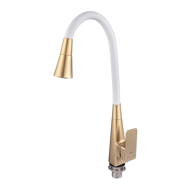 Змішувач для кухні Mixxus Etna 014-T (NUT) Brushed Gold Refl.White (Матове золото+силіконовий вилив білий) (MI8423)   ( 22678 ) Харьков - изображение 3