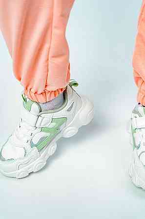 Костюм спортивный для девочек, зеленый, персиковый, двухнитка, топ Крохатушка одяг Киев