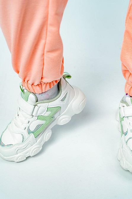 Костюм спортивний для дівчаток, зеленый, персик, двонитка, топ Крохатушка одяг Київ - фото 4