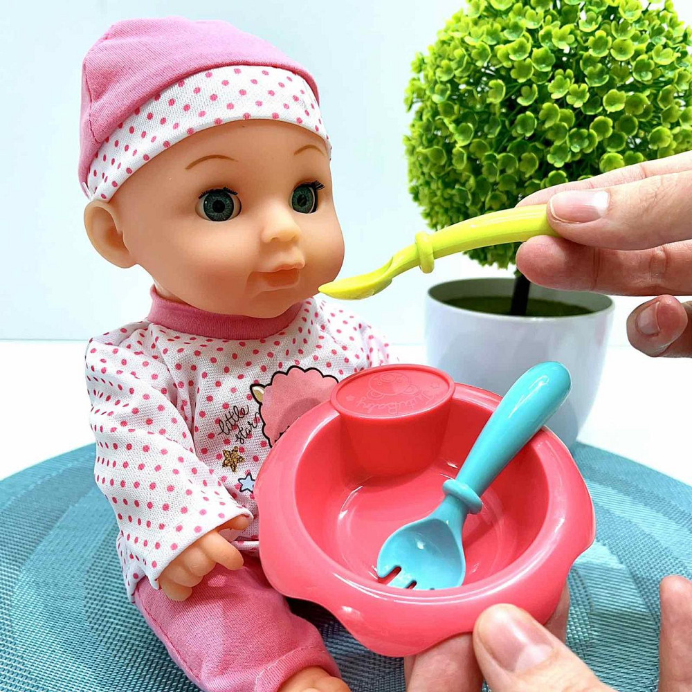 Пупс функціональний висота 28см п'є з пляшечки музика 5 пісень аксесуари Рожевий (M 5932 I UA) Чернігів - фото 3