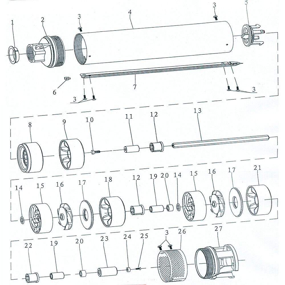 Aquatica Насос центробежный 1.3кВт H 148(114)м Q 55(35)л/мин Ø102мм mid AQUATICA 4QJD3-21-1.3 ( Коломия - фото 2