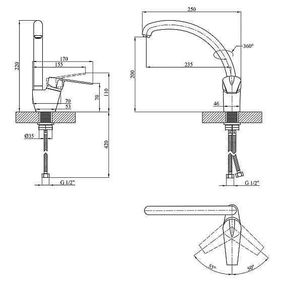 Змішувач для кухні Kroner KRM Odra - C032 Київ