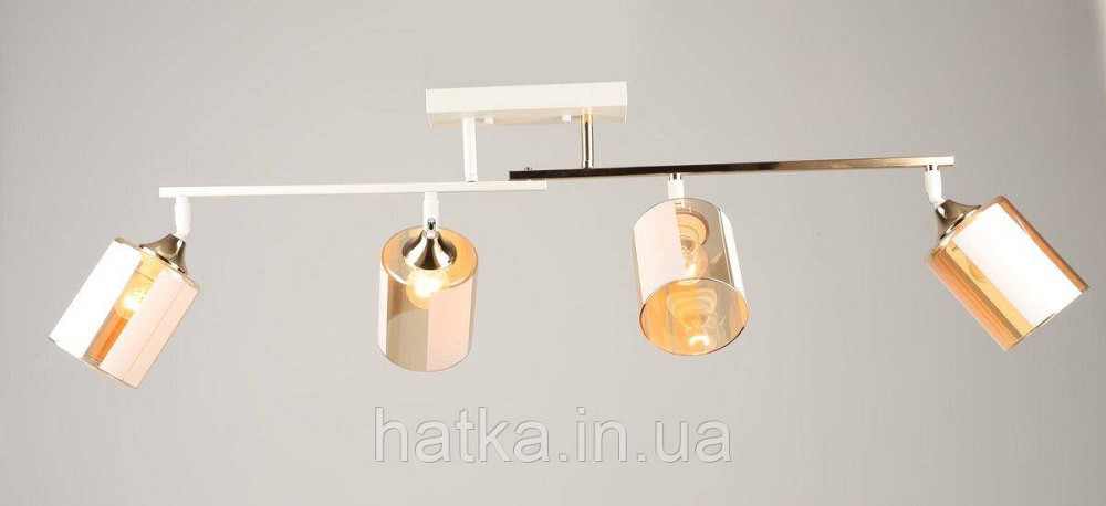 Люстра стельова VALESO K2322/4 на 4 плафони E27, Білий+Золото, Метал/Скло Київ - фото 1