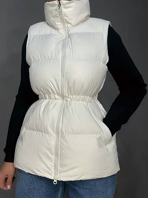 Жилетка женская Lady Yep 10006 длинная с затяжкой на талии молочная, молочний, 46 Киев - изображение 7