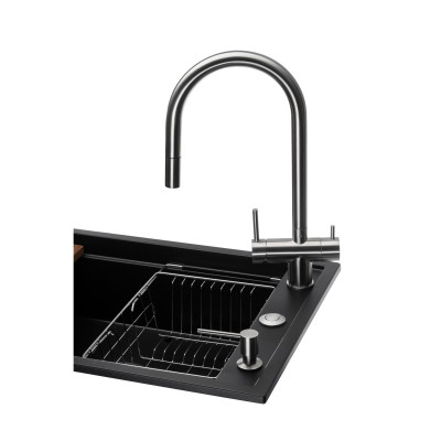 Мийка кухонна GRANADO Royal Estella black (+ подрібнювач Algar 1000 + змішувач Ferrol inox + дозвтор Redondo inox + ко (ksg0301) Вінниця - фото 8