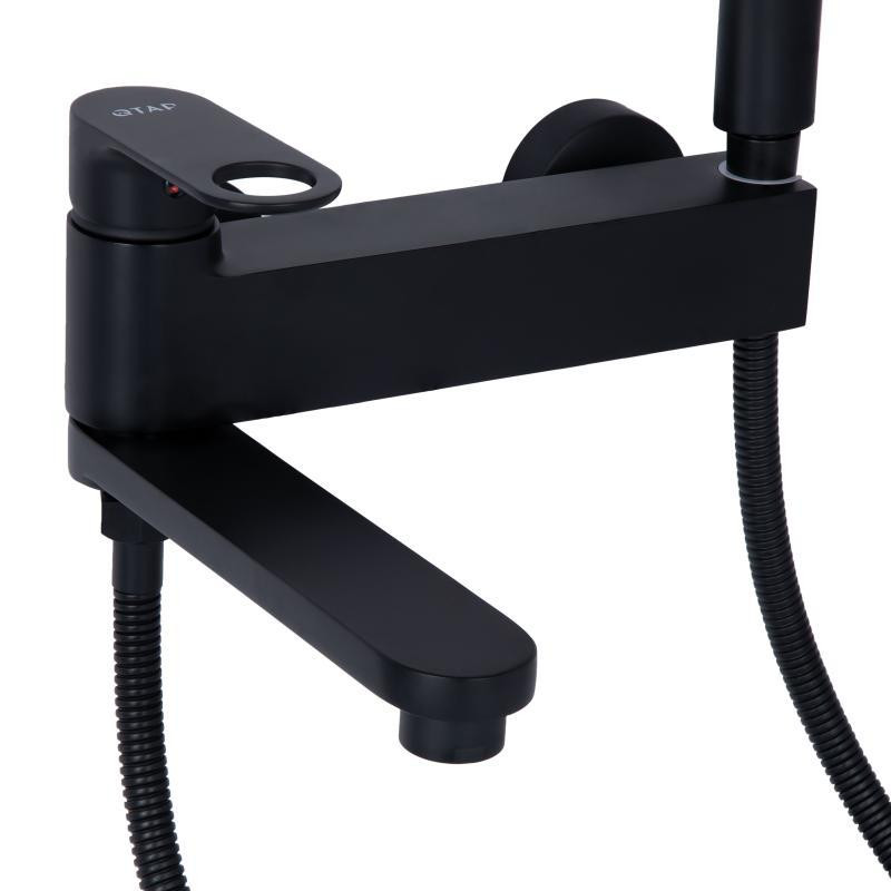 Смеситель для ванны с поворотным изливом, c душевым гарнитуром Qtap Jay QTJAY260BLM45548 Black Matt Харьков - изображение 4