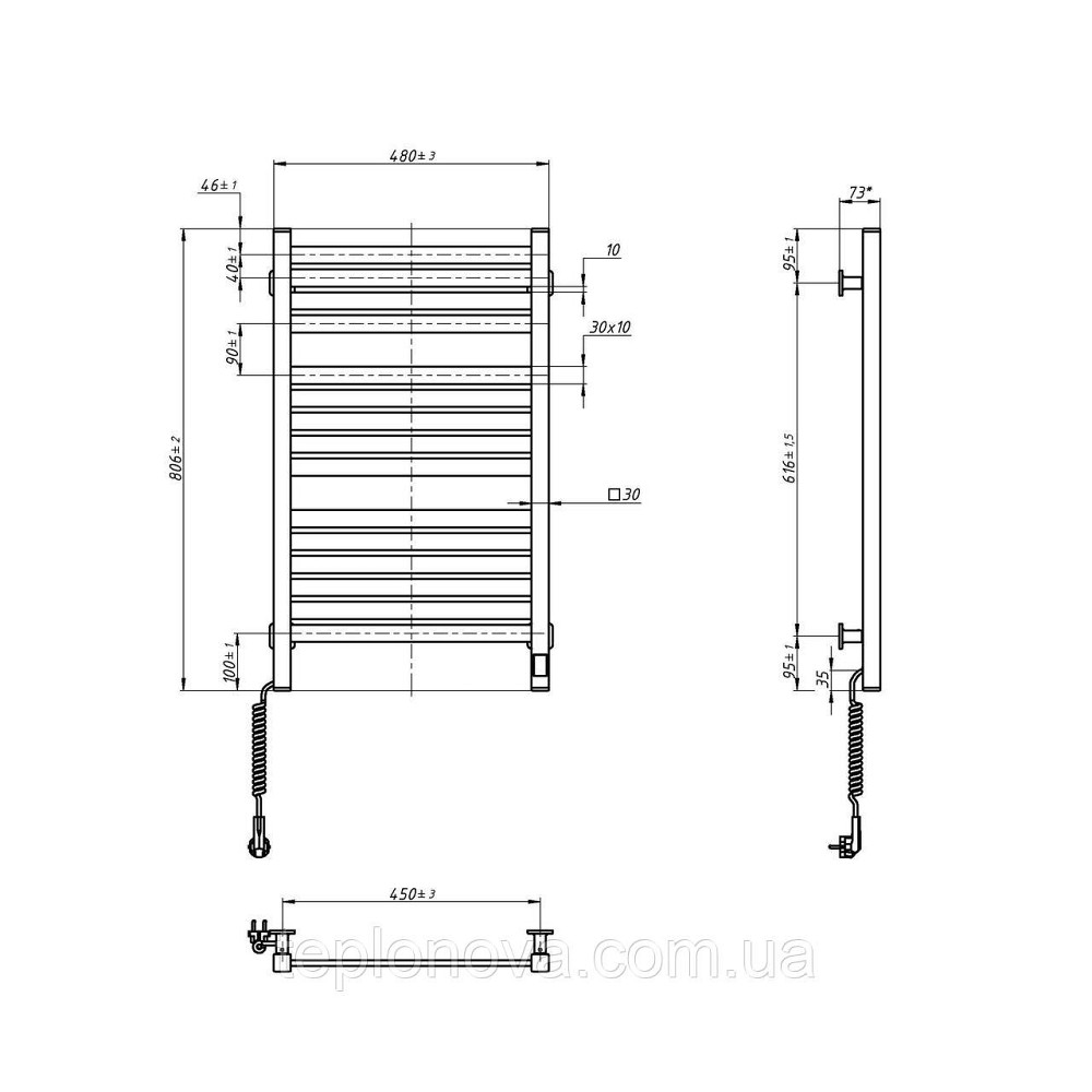 Електрична сушарка для рушників NAVIN Авангард X 480х800 Sensor з WI-FI лівобічна, біла Чернівці - фото 6