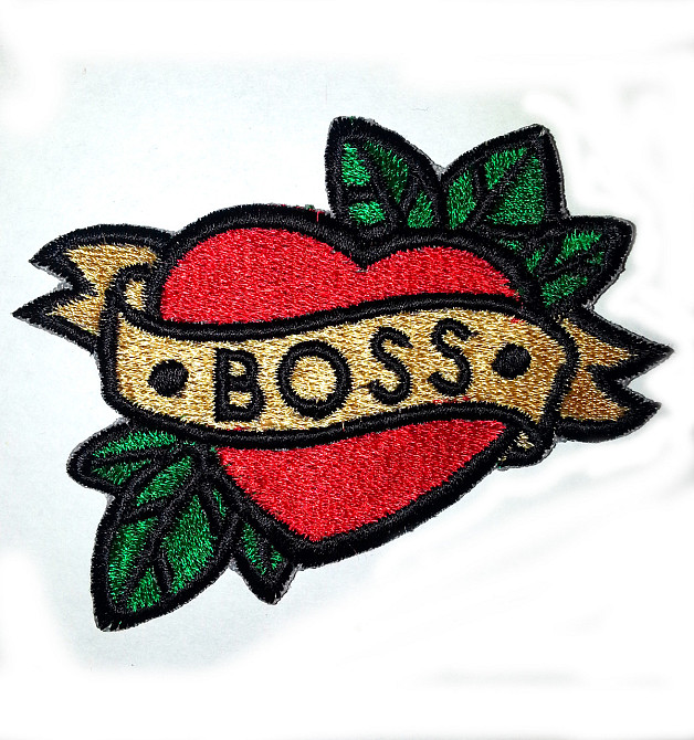 Нашивка для одежды Сердце BOSS, прикольный пришивной патч, вышитая аппликация на рюкзаки и сумки Запорожье - изображение 1