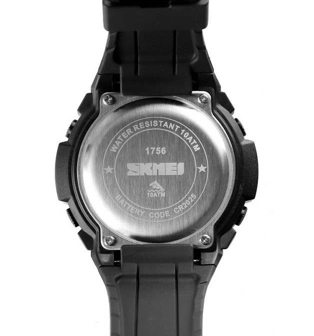 Чоловічий спортивний наручний годинник Skmei 1756 водонепроникний 10 АТМ (Чорний) Київ - фото 3