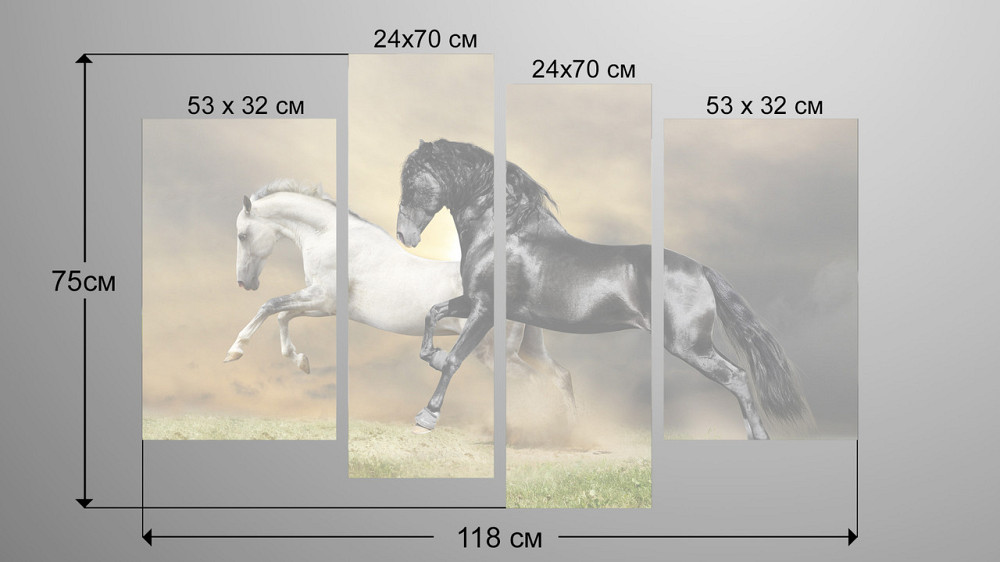 Модульная картина Лошади Art-55_4 Киев - изображение 3
