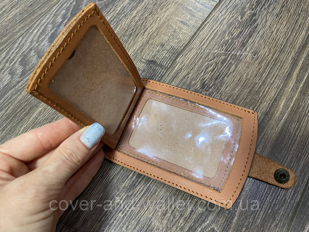 Шкіряна обкладинка для пенсійного посвідчення та прав на кнопці Puos Київ - фото 3