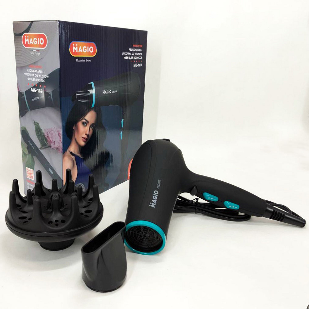 Професійний фен для укладання волосся з насадкою Magio MG-169, Класичний фен для волосся AB-23 Львів - фото 3