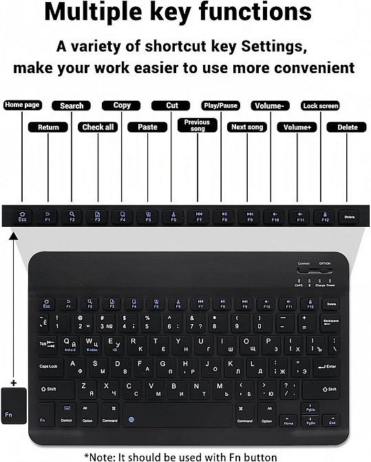 Протиударний чохол-книжка з клавіатурою на Samsung Galaxy Tab S7 FE+/S7+/S8+ 12.4" Дніпро - фото 4