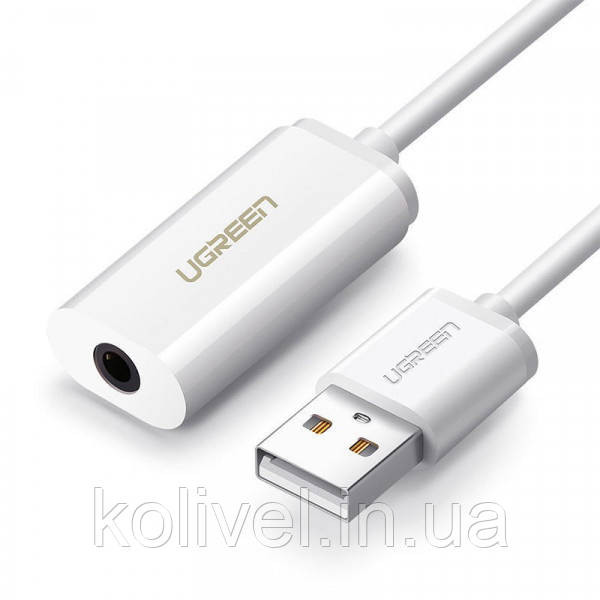 Звукова карта USB AUX jack, TRRS (Mic & Ear), ALC4042 Ugreen Біла US206 (30712) Київ - фото 3