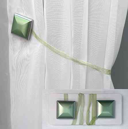 Магніти для штор і гардин Квадрат двосторонні набір 2 шт Оливковий з сірим (81-135) Київ