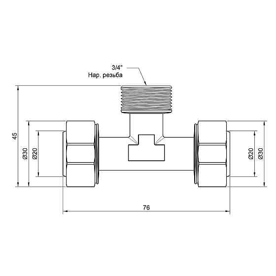 Трійник обтискний Thermo Alliance Standart 20х3/4"х20 НР SD160W2020 Київ