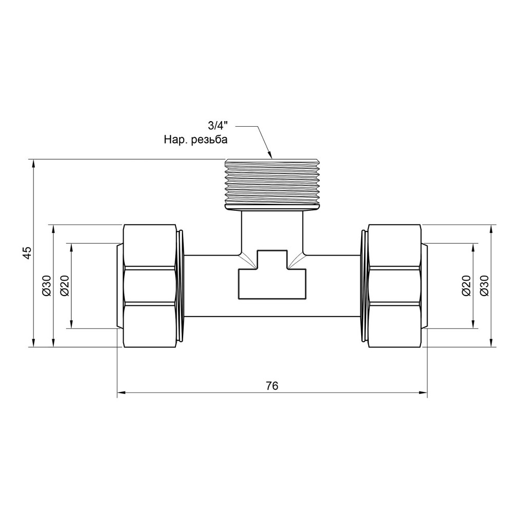 Трійник обтискний Thermo Alliance Standart 20х3/4"х20 НР SD160W2020 Київ - фото 2