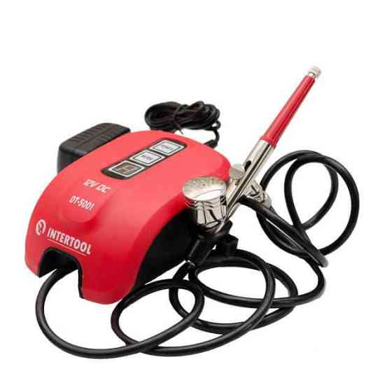 Аерограф електричний INTERTOOL DT-5001, 2 Вт., 230 В., 10-15 л.хв., 0-2 Бар - з низьким енергоспоживанням Львів